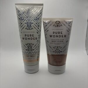 Bath And Body Works Pure Wonder Body Cream & Exfoliating Glow Body Scrub New 8oz